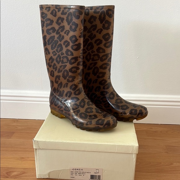 Coach Shoes - Coach Women's Leopard Print Rain Boots, Size 10
